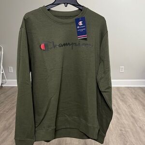 Champion Men's Olive Crewneck Sweater